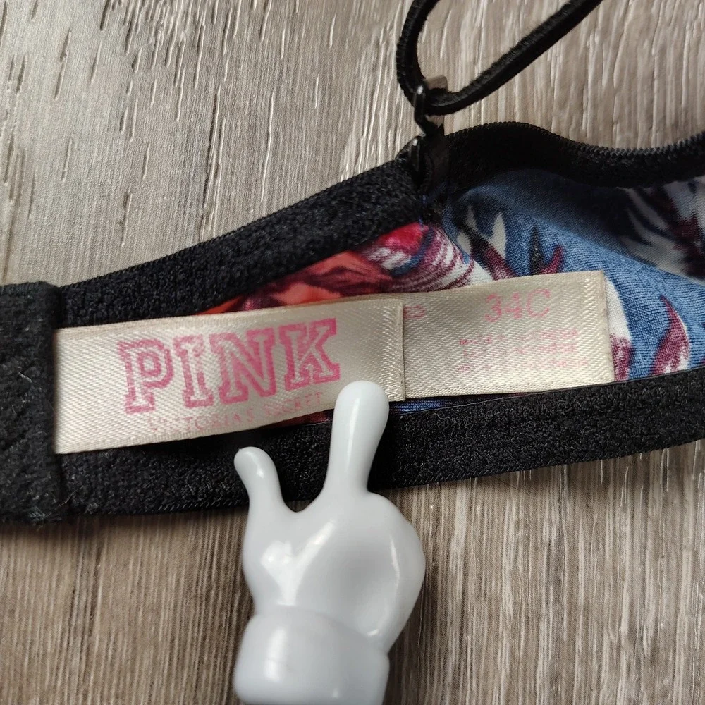Victoria's Secret Pink Bra Women's‎ 34C Floral Lightly Lined Underwire **